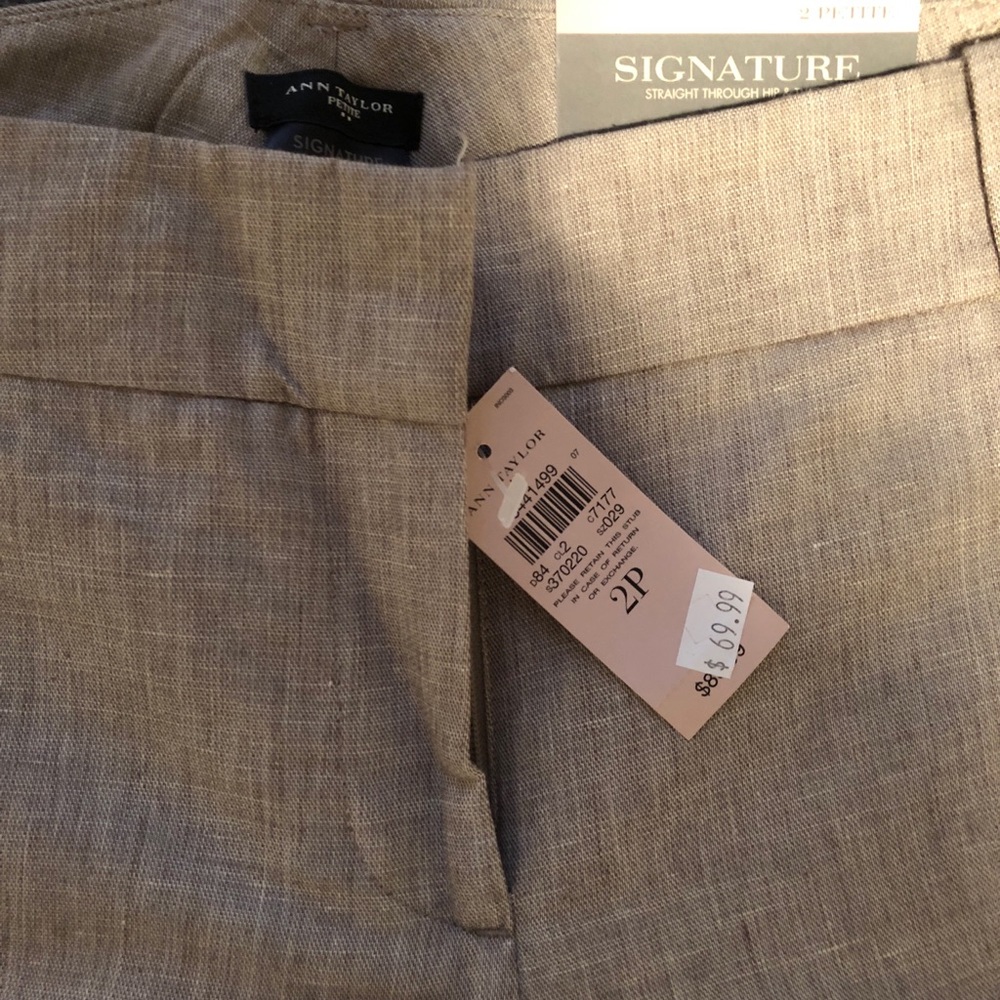 Cream, Linen Dress Pants.